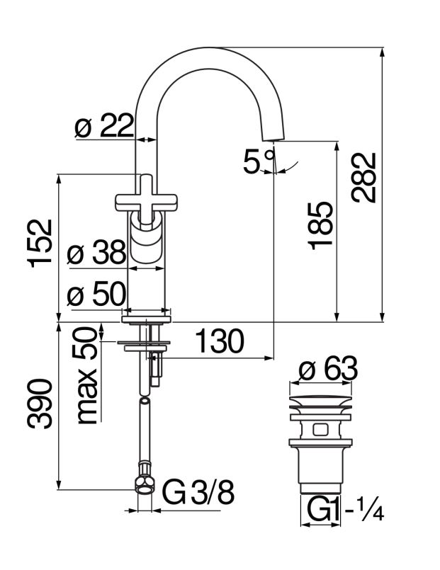 Смеситель для раковины Nobili Lira LR116218/2 схема 2