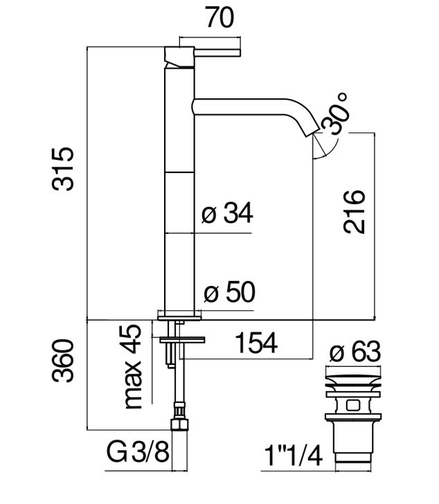 Смеситель для раковины Nobili Acquerelli AQ93128/2 схема 2