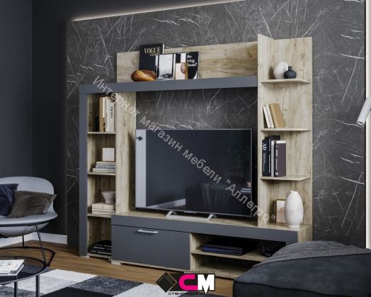 Стенка "Васанта" Дуб крафт серый/Графит