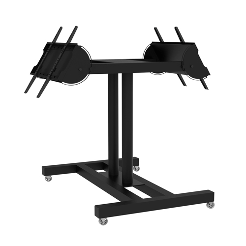 Мобильная стойка для двух экранов, с изменяемым углом наклона