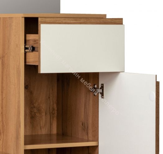 Шкаф для прихожей 53.11 Авалон с зеркалом, Дуб вотан/Белый