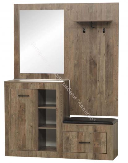 Шкаф (прихожая) Аданте с зеркалом, Кейптаун/кожзам Коричневый