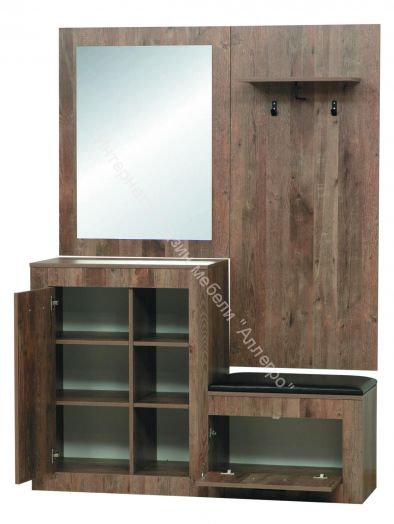 Шкаф (прихожая) Аданте с зеркалом, Кейптаун/кожзам Коричневый