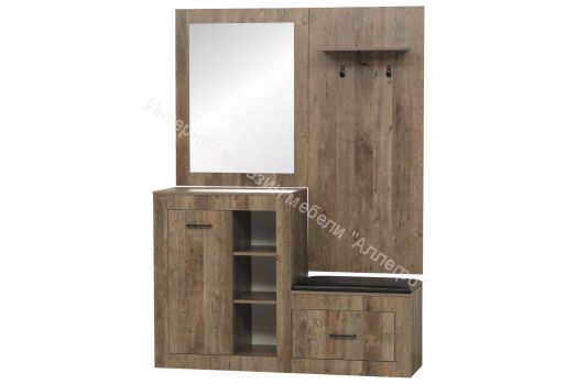 Шкаф (прихожая) Аданте с зеркалом, Кейптаун/кожзам Коричневый