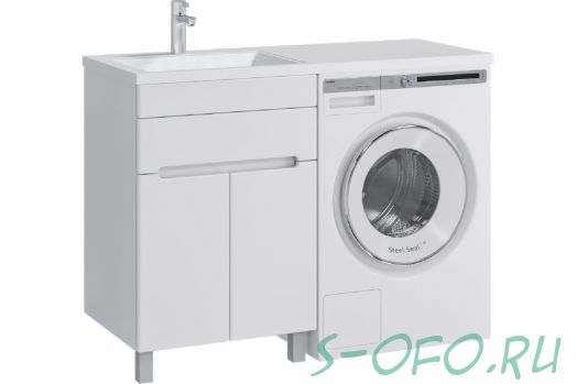 Тумба напольная SanStar Эллада 60 с раковиной Даллас 120 левый (комплект) для ванной комнаты, белая