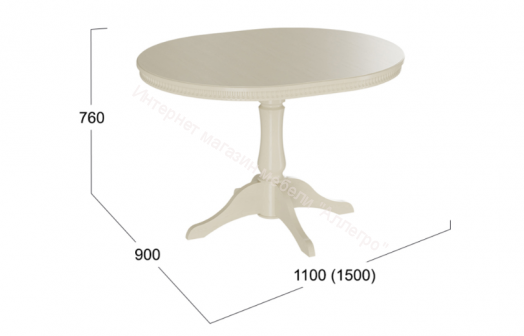 Стол обеденный Торонто Т1 исп. 2 Б-121 Слоновая кость