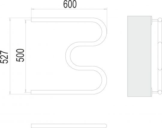 Водяной полотенцесушитель TERMINUS М-образный 60х52,7 с боковым подключением ФОТО