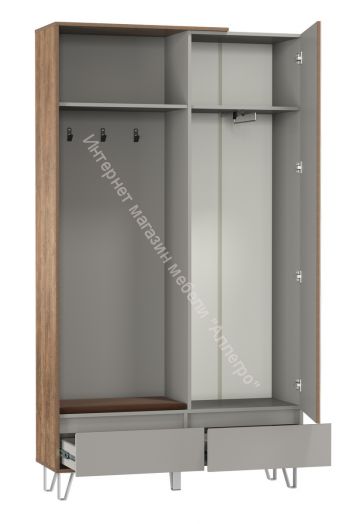 Шкаф для одежды (прихожая) 58.18 Гавана с зеркалом, Кейптаун/Серый