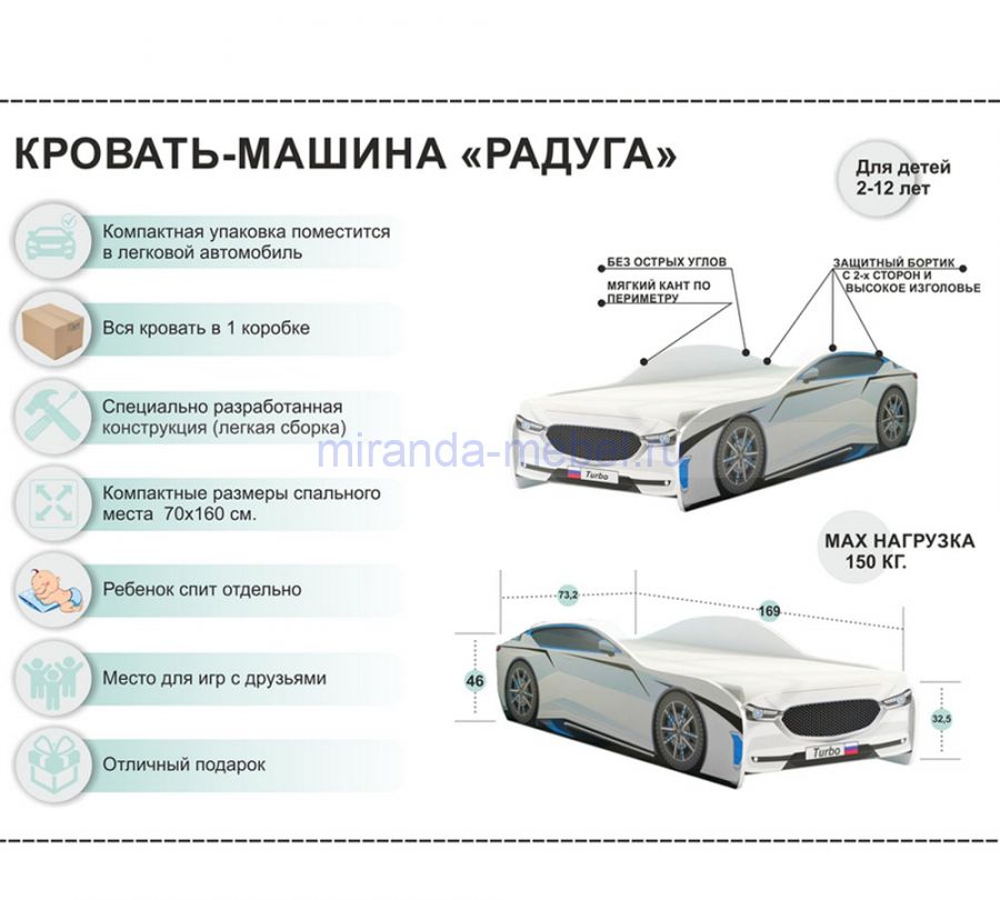 Кровать детская "Машинка" 700*1600
