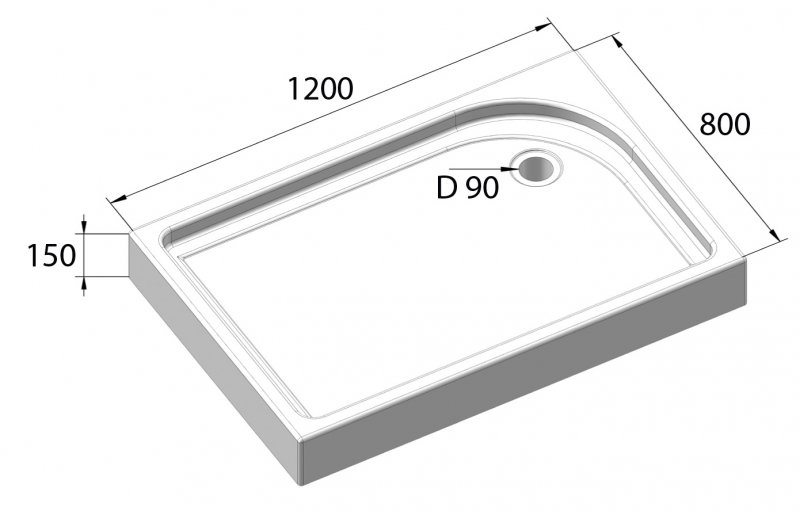 Прямоугольный поддон для душа BelBagno TRAY-BB-AH схема 3