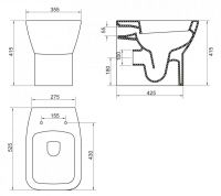 Безободковый приставной унитаз BelBagno Lago (Лаго) BB128CB схема 2