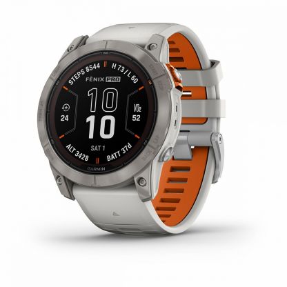 Умные часы Garmin FENIX 7X PRO Sapphire Solar Edition Титановый корпус с дымчато-серым оранжевым ремешком фото