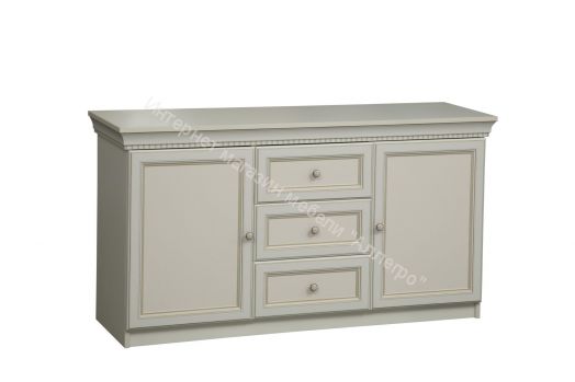 Тумба 40.07 Эльмира, Белый/Белая кожа патина