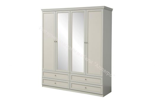 Шкаф комбинированный 40.01 Эльмира, Белый/Белая кожа патина