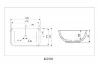 Накладная раковина ABBER Rechteck AC2202MG серая матовая 50х39 схема 2