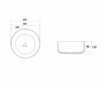 Раковина накладная ABBER Bequem AC2109GG золото 40х40 схема 2