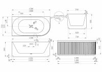 Ванна акриловая ABBER AB9412-1.5 L 150х75 схема 2