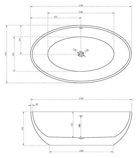 Отдельностоящая ванна акриловая ABBER AB9249 175х100 ФОТО