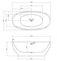 Ванна акриловая ABBER AB9207 165х80 схема 2