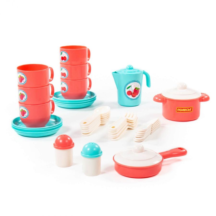 Набор детской посуды "Хозяюшка" на 6 персон (V3) (38 элементов) (в сеточке)