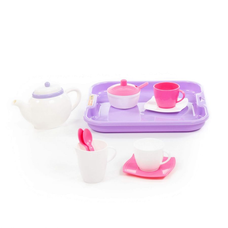 Набор детской посуды "Алиса" с подносом на 2 персоны (13 элементов) (в сеточке)