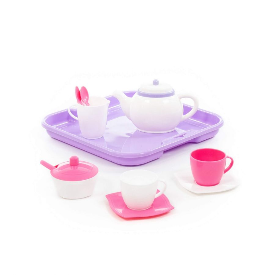 Набор детской посуды "Алиса" с подносом на 2 персоны (13 элементов) (в сеточке)
