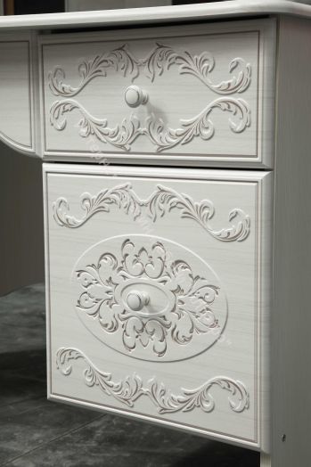 Шкаф 4 - х дверный с зеркалом Каролина (1800) (Патина), Вудлайн кремовый/Сандал белый