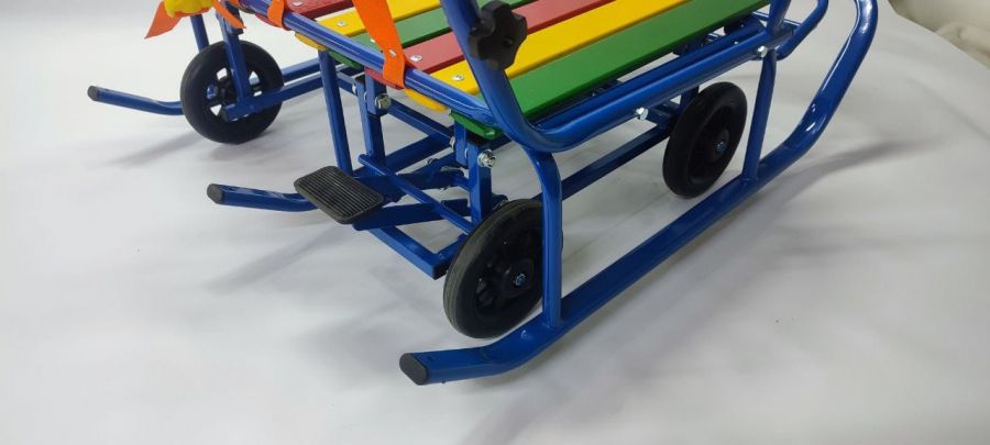 Санки для двойни бок о бок с колесной базой - зеленый