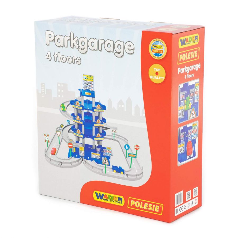 Паркинг 4-уровневый с дорогой и автомобилями (синий) (в коробке)
