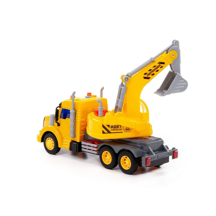 "Профи", автомобиль-экскаватор инерционный (со светом и звуком) (жёлтый) (в коробке)