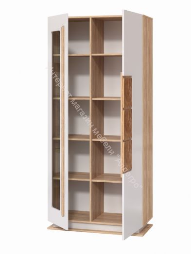 Шкаф витрина 30.02 - 02 Дора New, Дуб сонома/Белый глянец