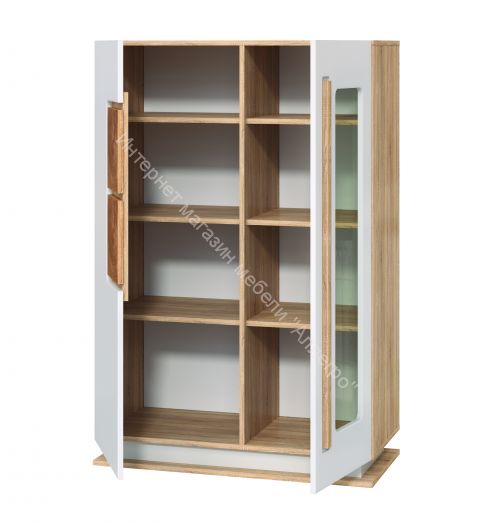 Шкаф витрина 30.03 - 02 Дора New, Дуб сонома/Белый глянец