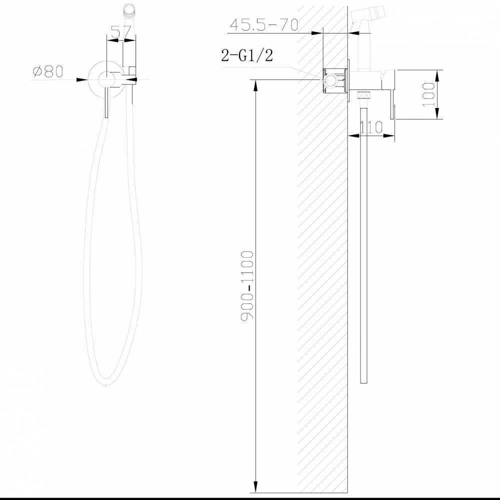 Смеситель ABBER Wasser Kreis AF8125RG с гигиеническим душем, розовое золото схема 2