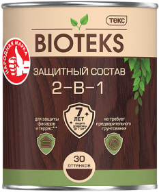 Защитный Состав 2-в-1 Текс Bioteks 9л не Требует Предварительного Грунтования для Наружных Работ / Текс Биотекс