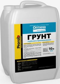 Грунт Prorab Оптима 10л Глубокого Проникновения Укрепляющий Универсальный с Антисептическими Добавками.