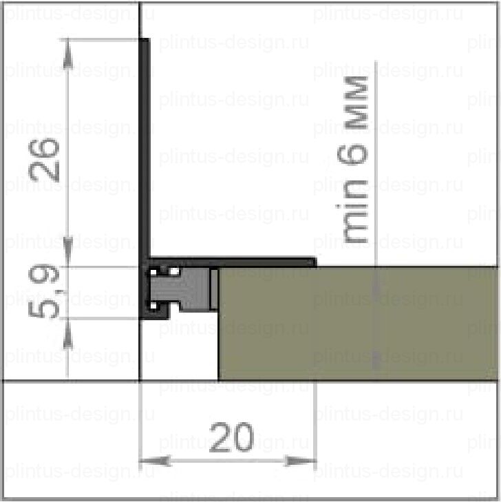 Микроплинтус L-образный 2620 чёрный анодированный, 6м