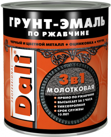 Грунт-Эмаль по Ржавчине 3 в 1 Dali 0.75л Серый с Молотковым Эффектом / Дали Грунт-Эмаль.