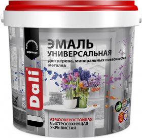 Эмаль Универсальная Dali 2.2кг Черный без Запаха, Акриловая Глянцевая / Дали.