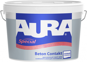 Адгезионный Грунт Aura Beton Contakt 4кг Белый для Внутренних и Наружных Работ / Аура