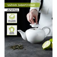 Чайник фарфоровый заварочный Magistro «Бланш», 1 л, цвет белый