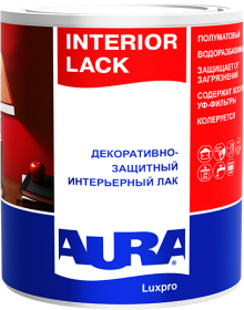 Лак Интерьерный Aura Luxpro Interior Lack 1л Полуматовый, Декоративно-Защитный, без Запаха / Аура Люкспро Интериор Лак