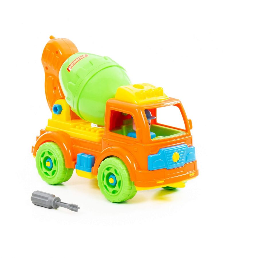 Конструктор-транспорт "Автомобиль-бетоновоз" (29 элементов) (в сеточке)