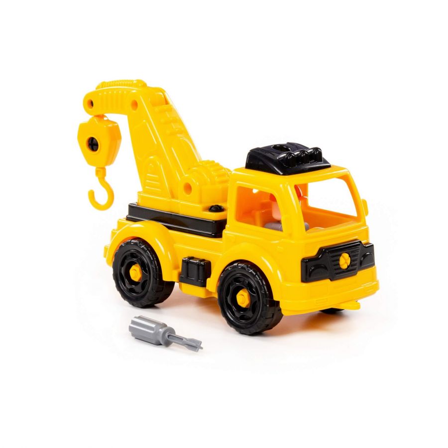 Конструктор-транспорт "Автомобиль-эвакуатор" (36 элементов) (жёлто-чёрный) (в коробке)