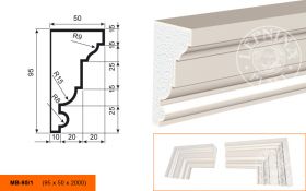 Фасадный Молдинг Lepninaplast  МВ-95/1  В95хШ50хД2000 мм / Лепнинапласт