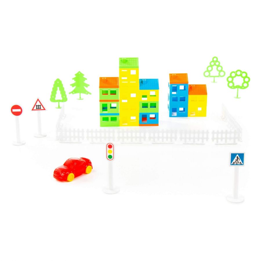 Конструктор "Построй свой город" (61 элемент) (в ведёрке)