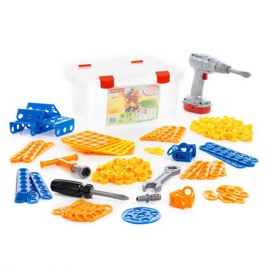 Конструктор "Изобретатель" - "Мельница №2" (196 элементов) + шуруповёрт (в контейнере)