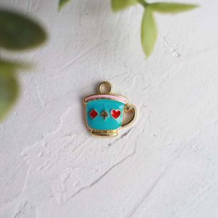 Подвеска металлическая - Чашечка голубая 1,5 см