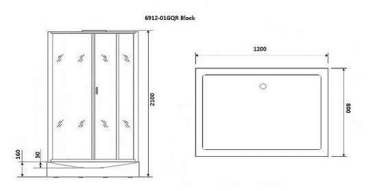 Душевая кабина Niagara Premium 120x80 NG-6912-01GQR Black с гидромассажем ФОТО