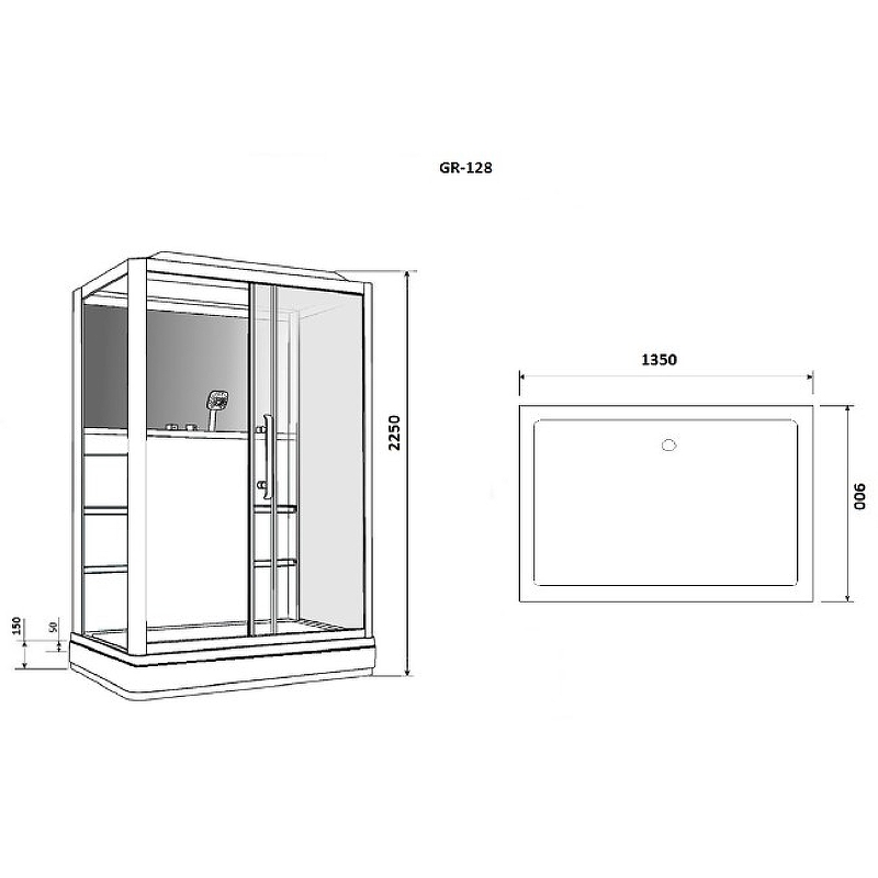 Душевая кабина Grossman 135x90 GR128L с гидромассажем схема 10