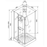 Душевая кабина Cerutti SPA Mimi 90х90 901B без гидромассажа схема 7
